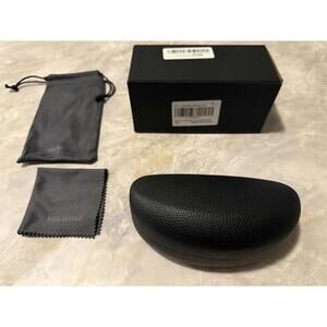 Molshine Black Hard Shell Eyewear Case with Soft Pouch and Cleaning Cloth